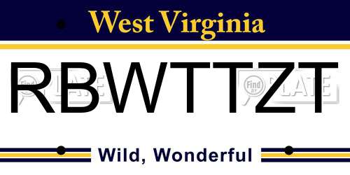 RBWTTZT West Virginia License Plate