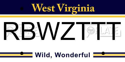RBWZTTT West Virginia License Plate