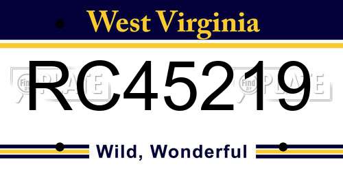 RC45219 West Virginia License Plate