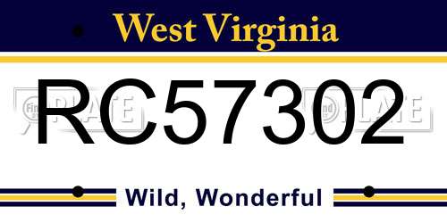 RC57302 West Virginia License Plate
