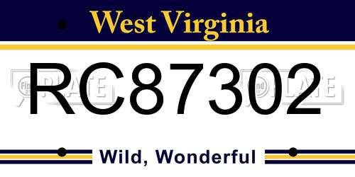 RC87302 West Virginia License Plate
