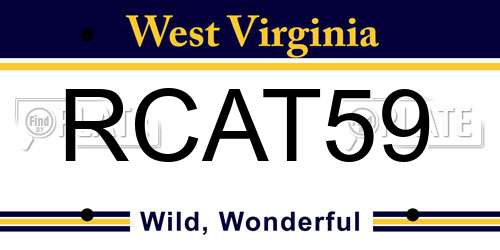 RCAT59 West Virginia License Plate