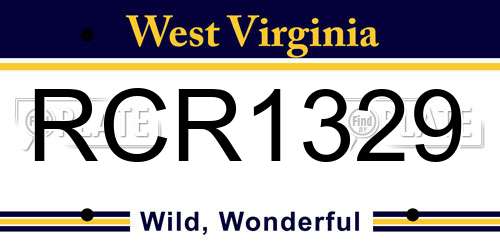 RCR1329 West Virginia License Plate