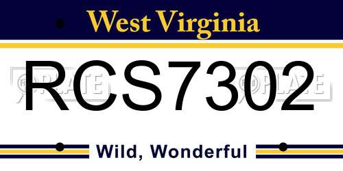 RCS7302 West Virginia License Plate