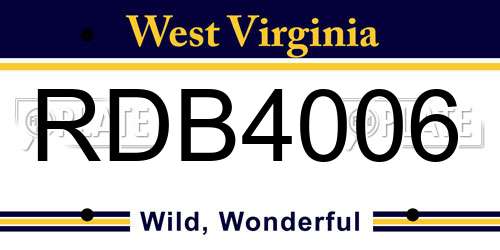 RDB4006 West Virginia License Plate