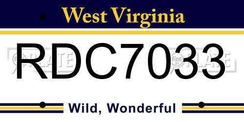 RDC7033 West Virginia License Plate