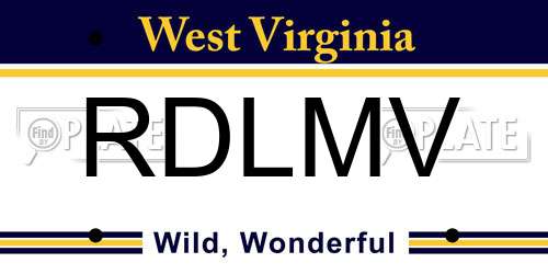 RDLMV West Virginia License Plate
