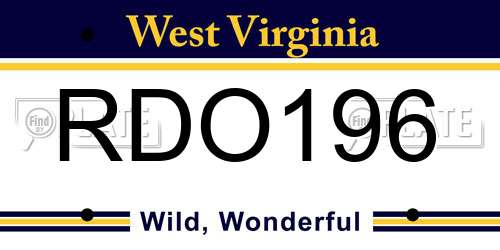 RDO196 West Virginia License Plate