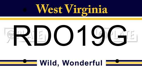 RDO19G West Virginia License Plate