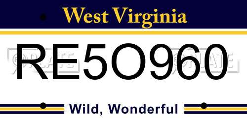 RE5O960 West Virginia License Plate