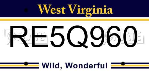 RE5Q960 West Virginia License Plate