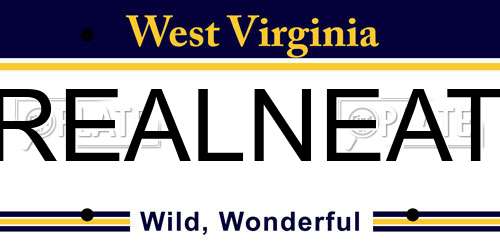 REALNEAT West Virginia License Plate