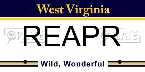 REAPR West Virginia License Plate