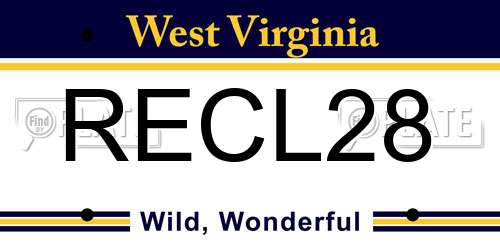 RECL28 West Virginia License Plate