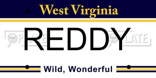 REDDY West Virginia License Plate