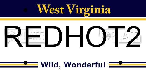 REDHOT2 West Virginia License Plate