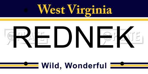 REDNEK West Virginia License Plate