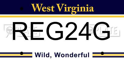 REG24G West Virginia License Plate
