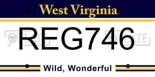 REG746 West Virginia License Plate