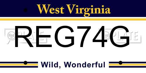 REG74G West Virginia License Plate