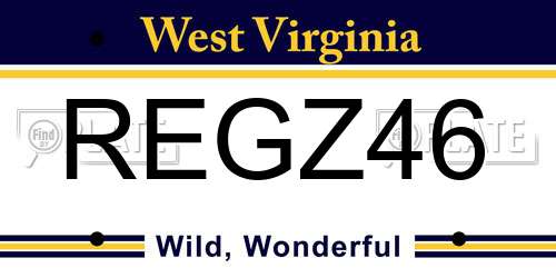 REGZ46 West Virginia License Plate