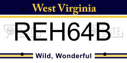 REH64B West Virginia License Plate