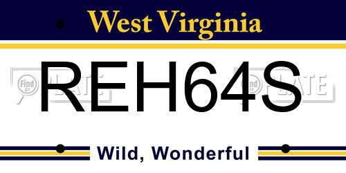 REH64S West Virginia License Plate