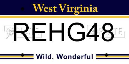 REHG48 West Virginia License Plate