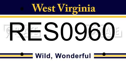 RES0960 West Virginia License Plate