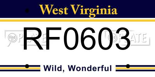 RF0603 West Virginia License Plate