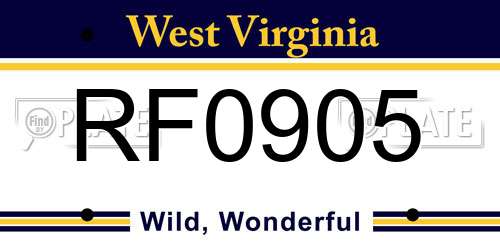 RF0905 West Virginia License Plate