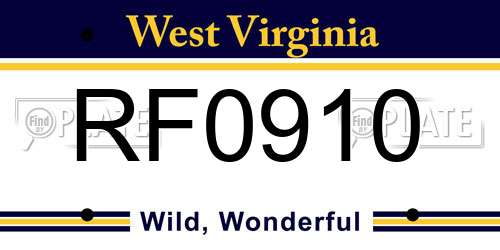 RF0910 West Virginia License Plate