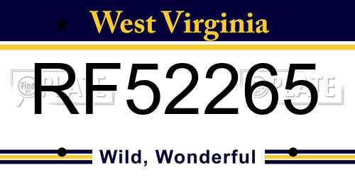 RF52265 West Virginia License Plate
