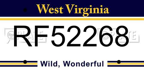 RF52268 West Virginia License Plate