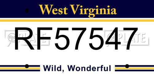RF57547 West Virginia License Plate