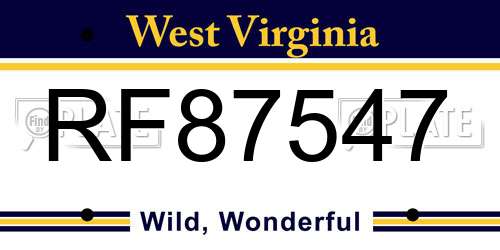 RF87547 West Virginia License Plate