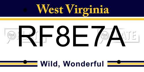 RF8E7A West Virginia License Plate