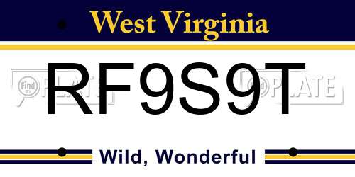 RF9S9T West Virginia License Plate