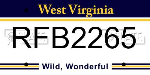 RFB2265 West Virginia License Plate