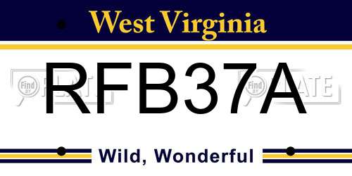 RFB37A West Virginia License Plate