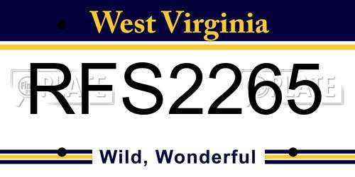 RFS2265 West Virginia License Plate