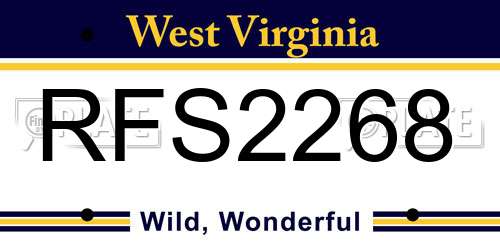 RFS2268 West Virginia License Plate