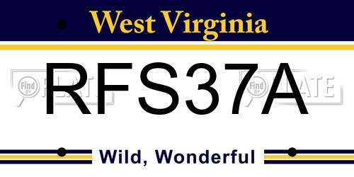 RFS37A West Virginia License Plate
