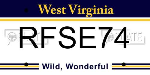 RFSE74 West Virginia License Plate