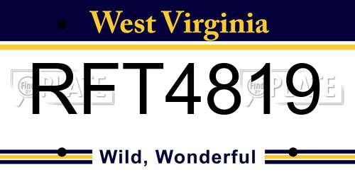 RFT4819 West Virginia License Plate