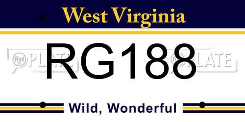 RG188 West Virginia License Plate