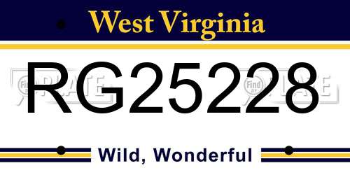 RG25228 West Virginia License Plate