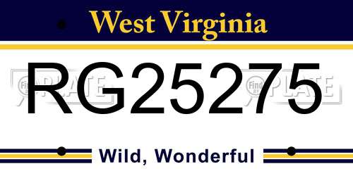 RG25275 West Virginia License Plate