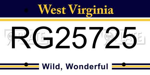 RG25725 West Virginia License Plate
