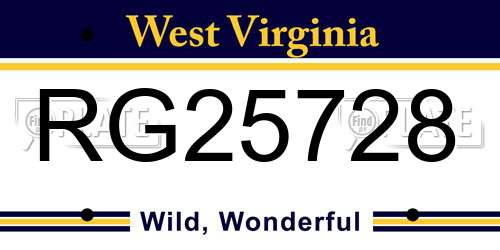RG25728 West Virginia License Plate